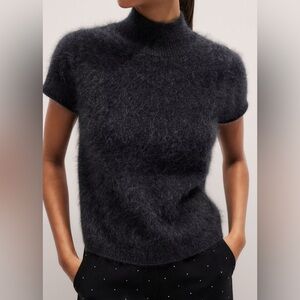 Me and Em - Shrunken Baby Tee in Brushed Cashmere charcoal melange size xs